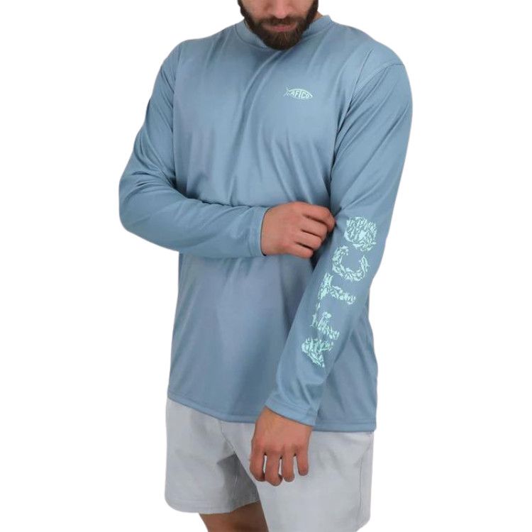 Aftco Jigfish LS Performance Shirt, Color: Slate Blue, Size: MD