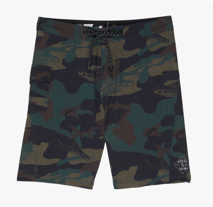 Salty Crew YTH Lowtide Boardshort, Color: Camo, Size: 22