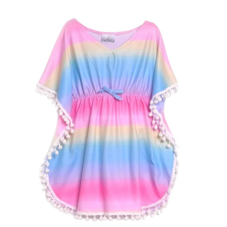 Flap Happy UPF 50+ Kaia Beach Swim Cover Up, Color: Rainbow Ombre, Size: 12-18M