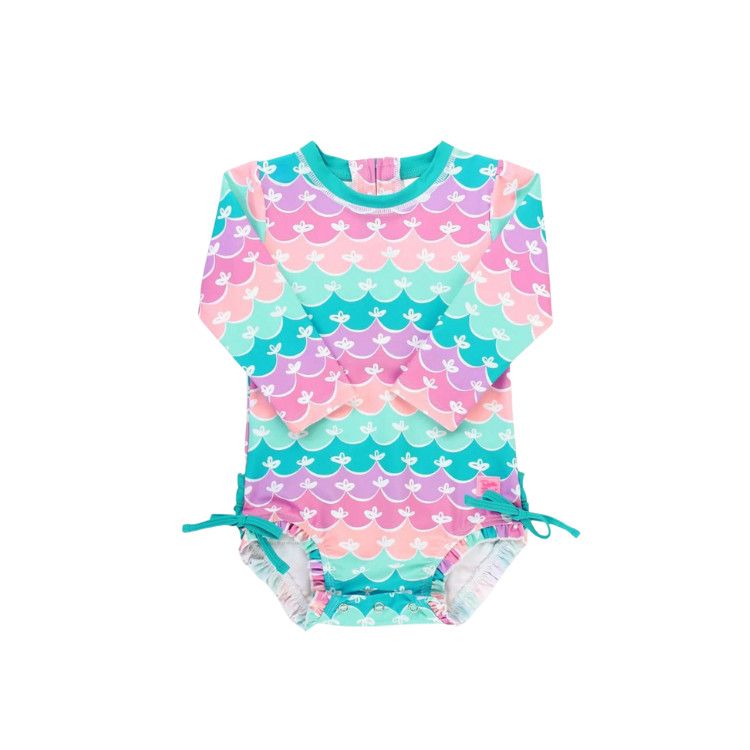 Rufflebutts Mermaid One Piece Rash Guard, Size: 0-3m