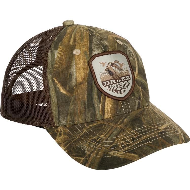 Drake Vintage Badge Mesh Back Cap, Color: Realtree Max-7