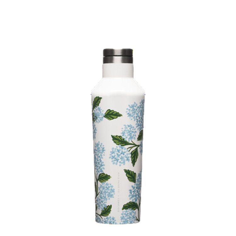 Corkcicle 16oz Canteen Rifle Paper, Color: Gloss Cream Hydrangea