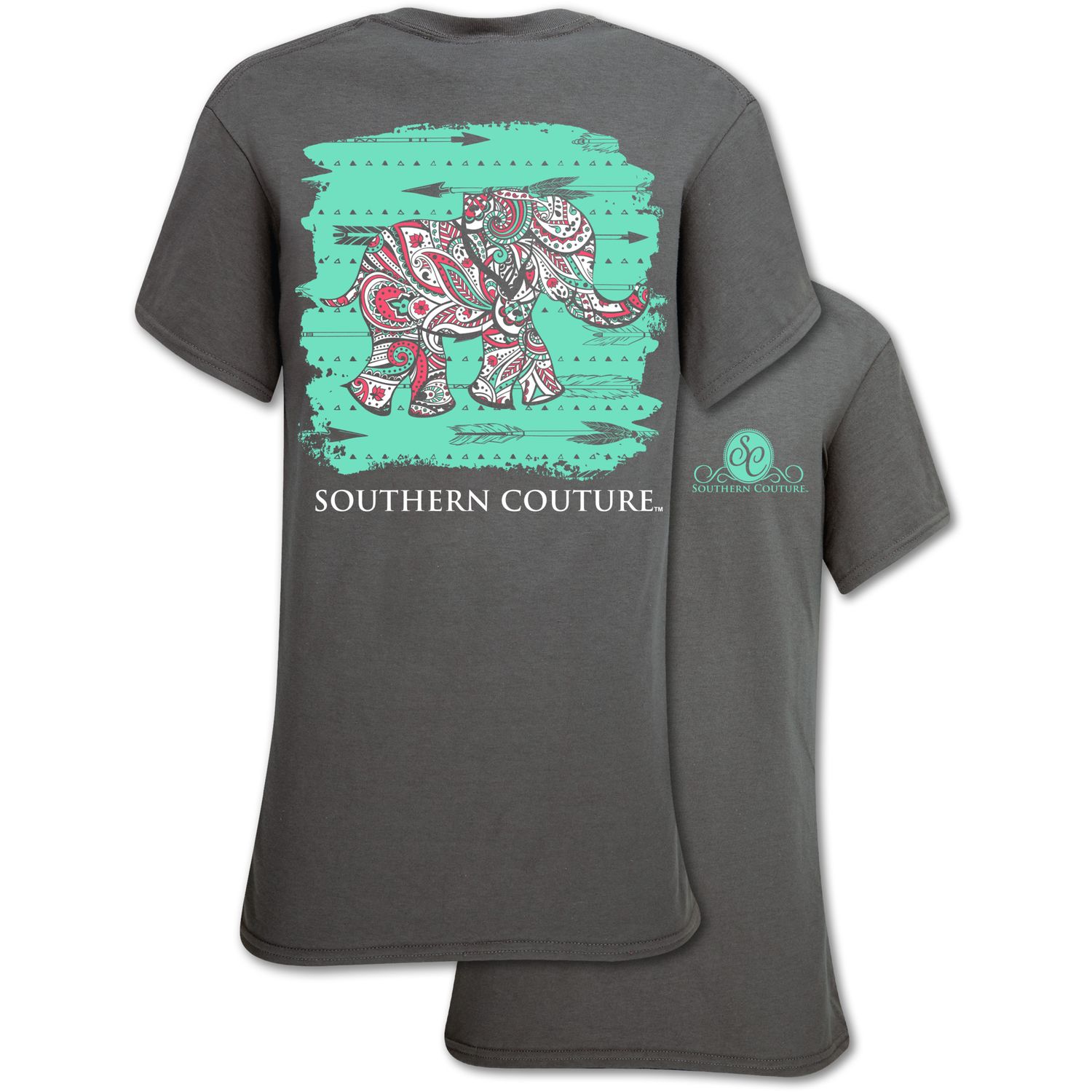 Southern Couture Elephant Gray SS Tee, Size: SM