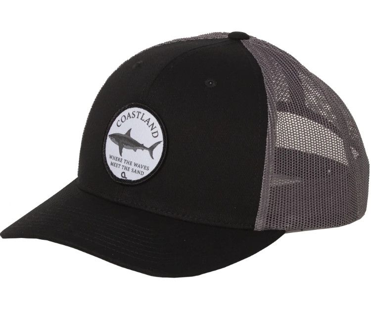 Coastland Shoreline Shark Trucker Hat, Color: Black