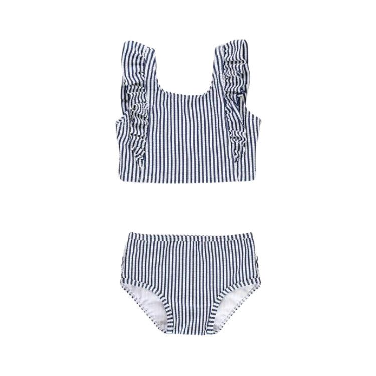 Rufflebutts Navy Seersucker Waterfall Tankini, Size: 6-12m