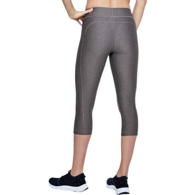 Under Armour Heatgear Armour Capri , Color: Charcoal Light Heather / Charcoal Light Heather / Metallic Silver, Size: SM