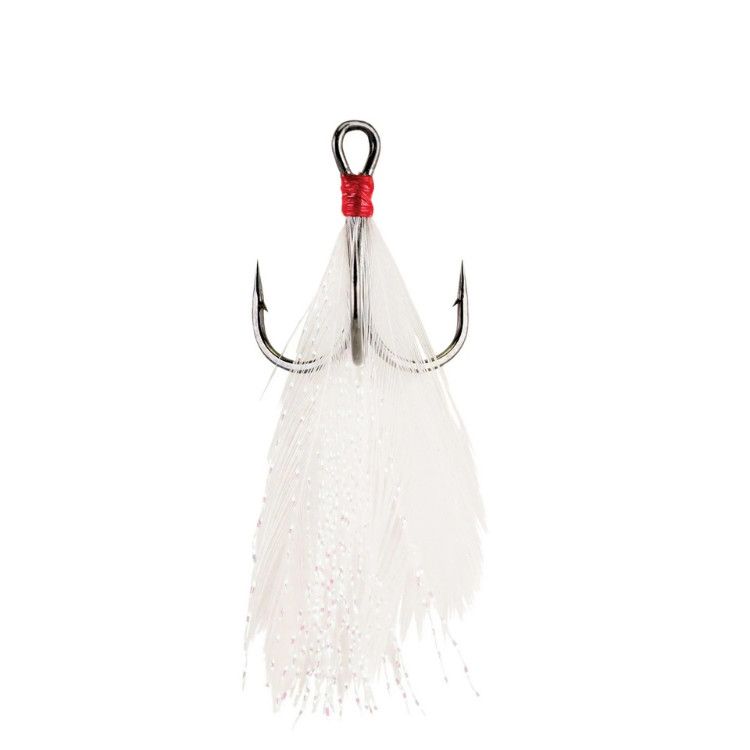 Berkley Fusion19 Feathered Treble Hook, Color: White, Size: 2