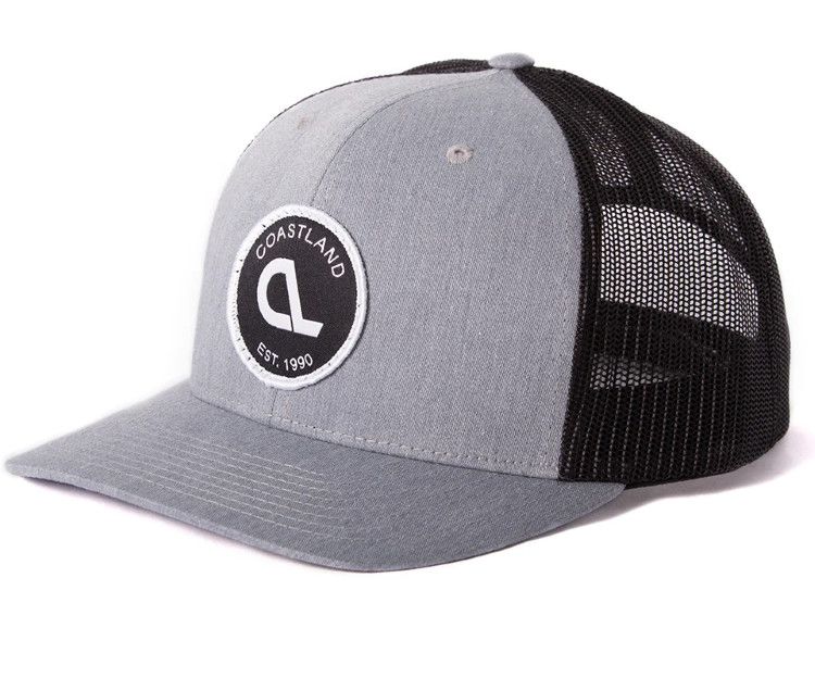 Coastland Circle Patch Trucker Hat, Color: Heather Grey / Black