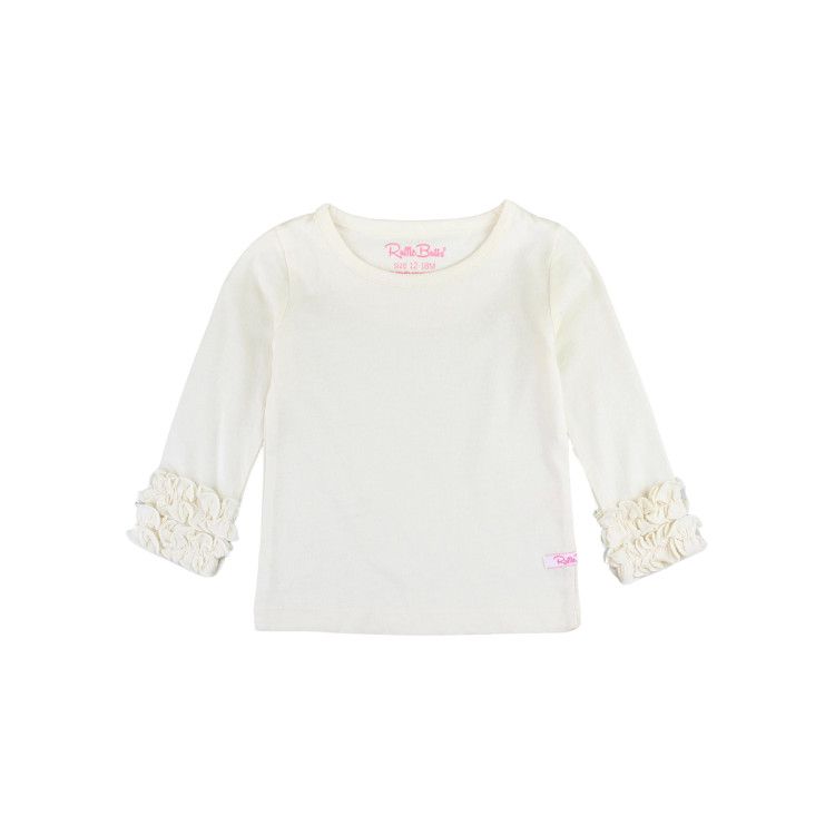 Rufflebutts LS Layering Tee, Color: Ivory, Size: 12-18m