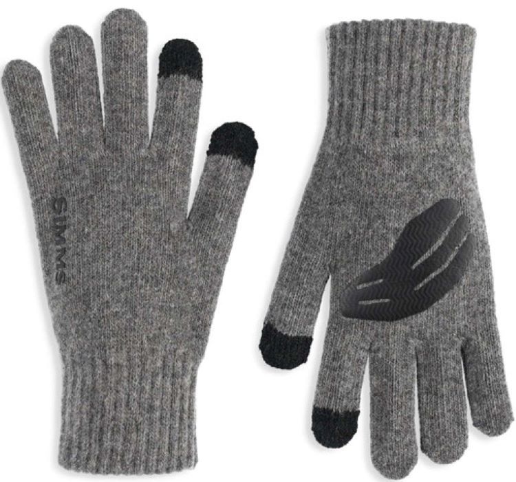 Simms Wool Full Finger Glove, Color: Steel, Size: S/M