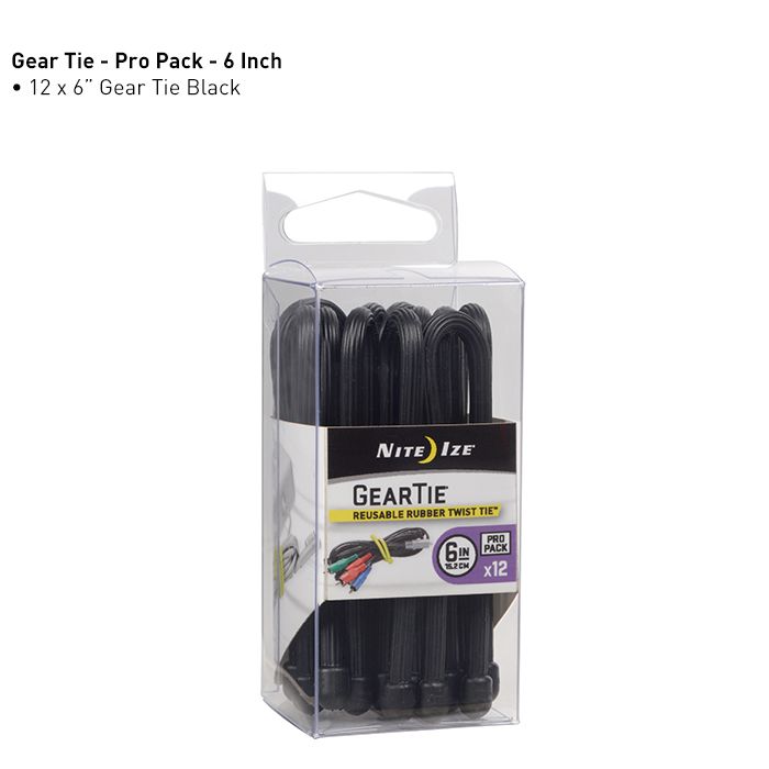 NiteIze Gear Tie ProPack 6" , Color: Black