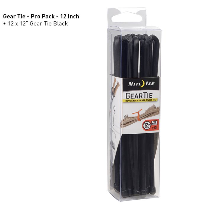 NiteIze Gear Tie ProPack 12", Color: Black