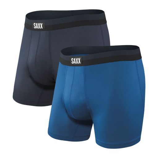 Saxx Sport Mesh Boxer Brief Fly 2pk, Color: Navy / City Blue, Size: SM