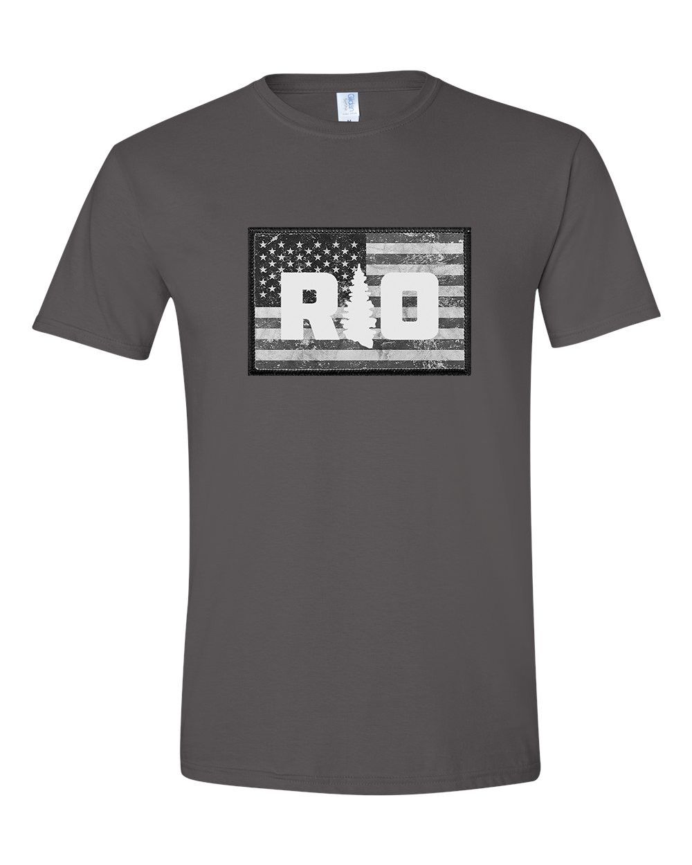 Rock Outdoors RO American Flag Grayscale SS Tee Charcoal, Size: SM
