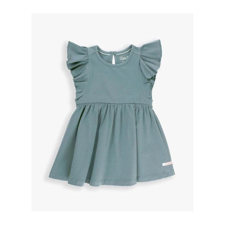 Rufflebutts Solid Butterfly Sleeve Dress, Color: Dolphin Blue, Size: 12-18M