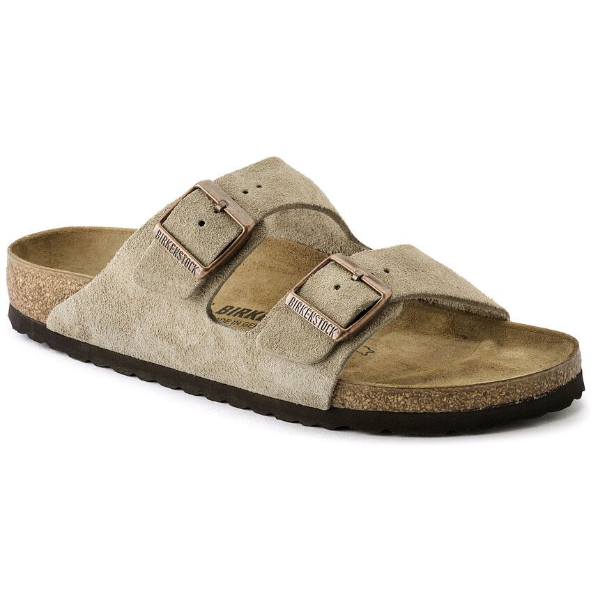 Birkenstock Arizona Suede Leather, Color: Taupe, Size: 36