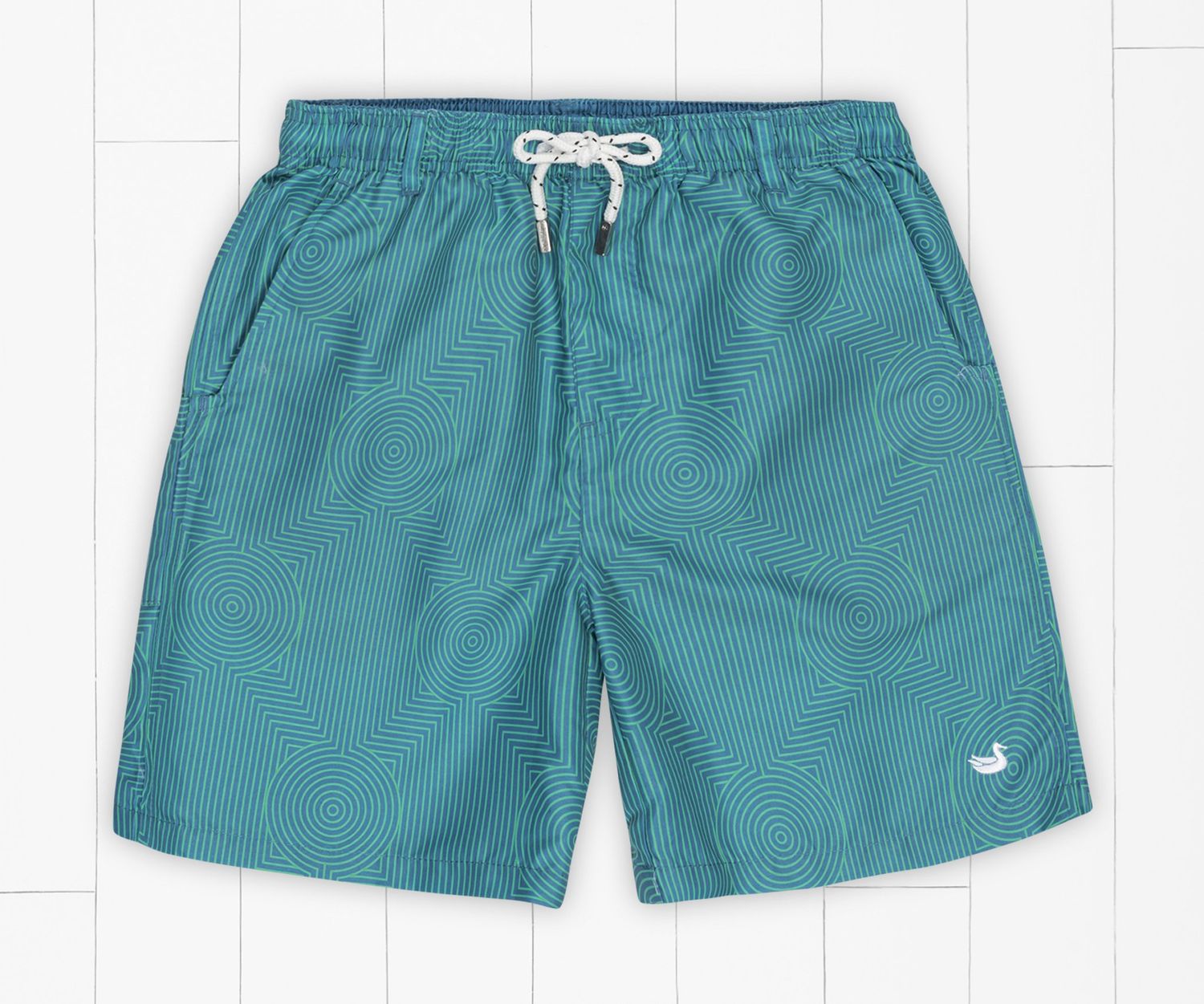 Southern Marsh YTH Dockside Swim Trunk Circle Maze Slate &amp; Mint, Size: YL