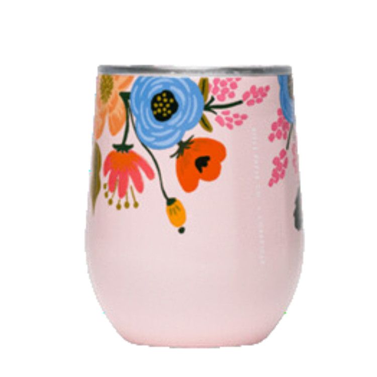 Corkcicle 12oz Stemless Rifle Paper , Color: Lively Floral Blush