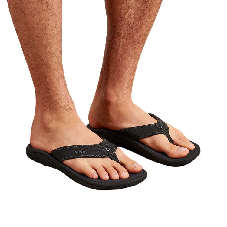 OluKai 'Ohana Men's Flip Flops, Color: Black/Dark Shadow, Size: 9