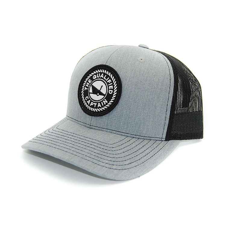 The Qualified Captain Embroidered Patch Hat , Color: Grey / Black