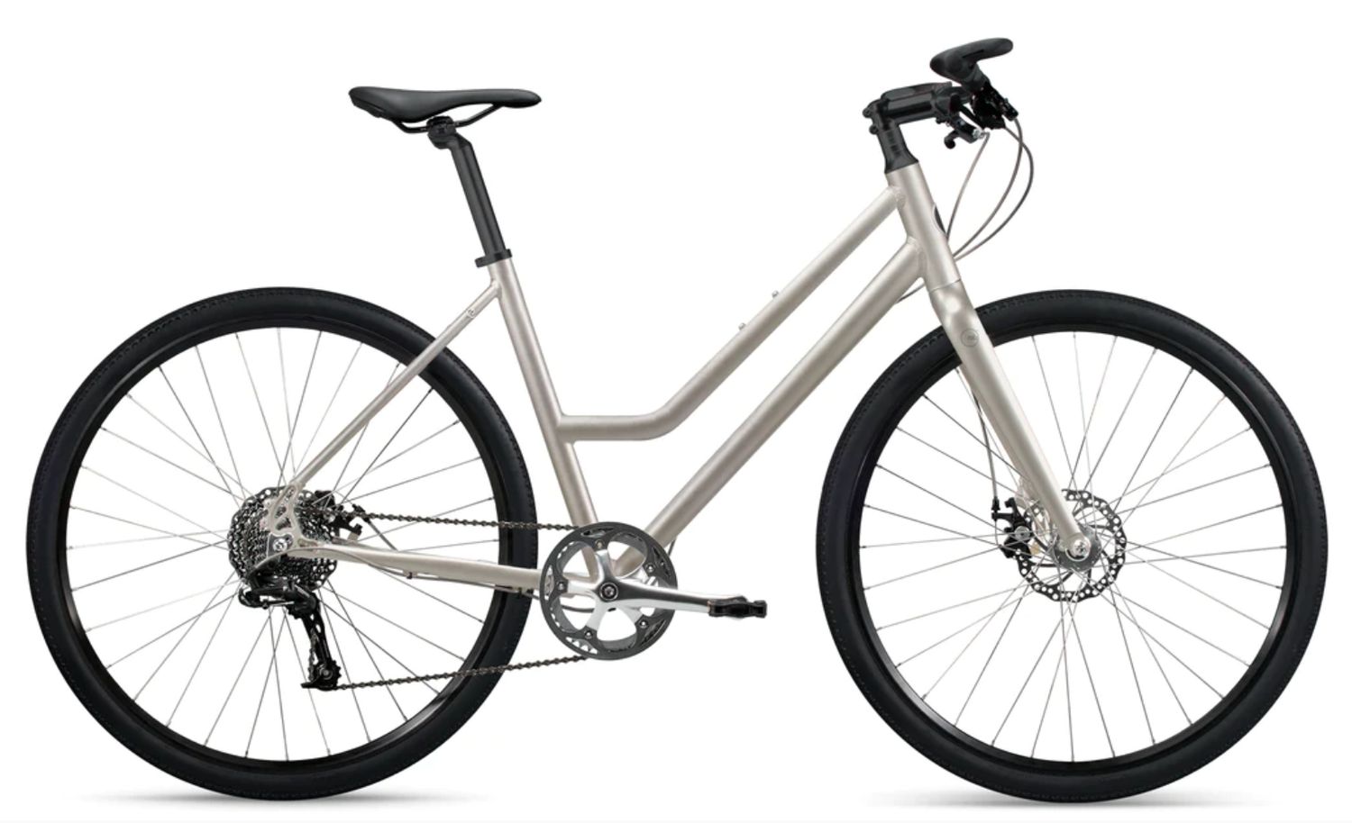 Roll: A:1 Adventure Bike Step Thru - Matte Silver Ti/Matte Black / Small