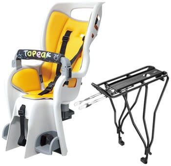 Topeak Baby Seat II Child Seat With Disc Compatible Rear Rack - Fits 26&quot;, MTX 2.0, Gray/Yellow
