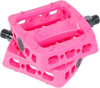 Odyssey Twisted Pro PC Pedals - Platform, Composite/Plastic, 9/16", Hot Pink