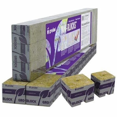 Grodan Rockwool MM50/40 6/15  Block, 2&quot;&quot;x2&quot;&quot;x1.5&quot;&quot;, 120 strips of 12