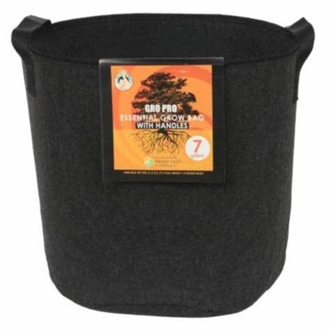 Gro Pro Essential Round Fabric Pot w/ Handles 7 Gallon - Black