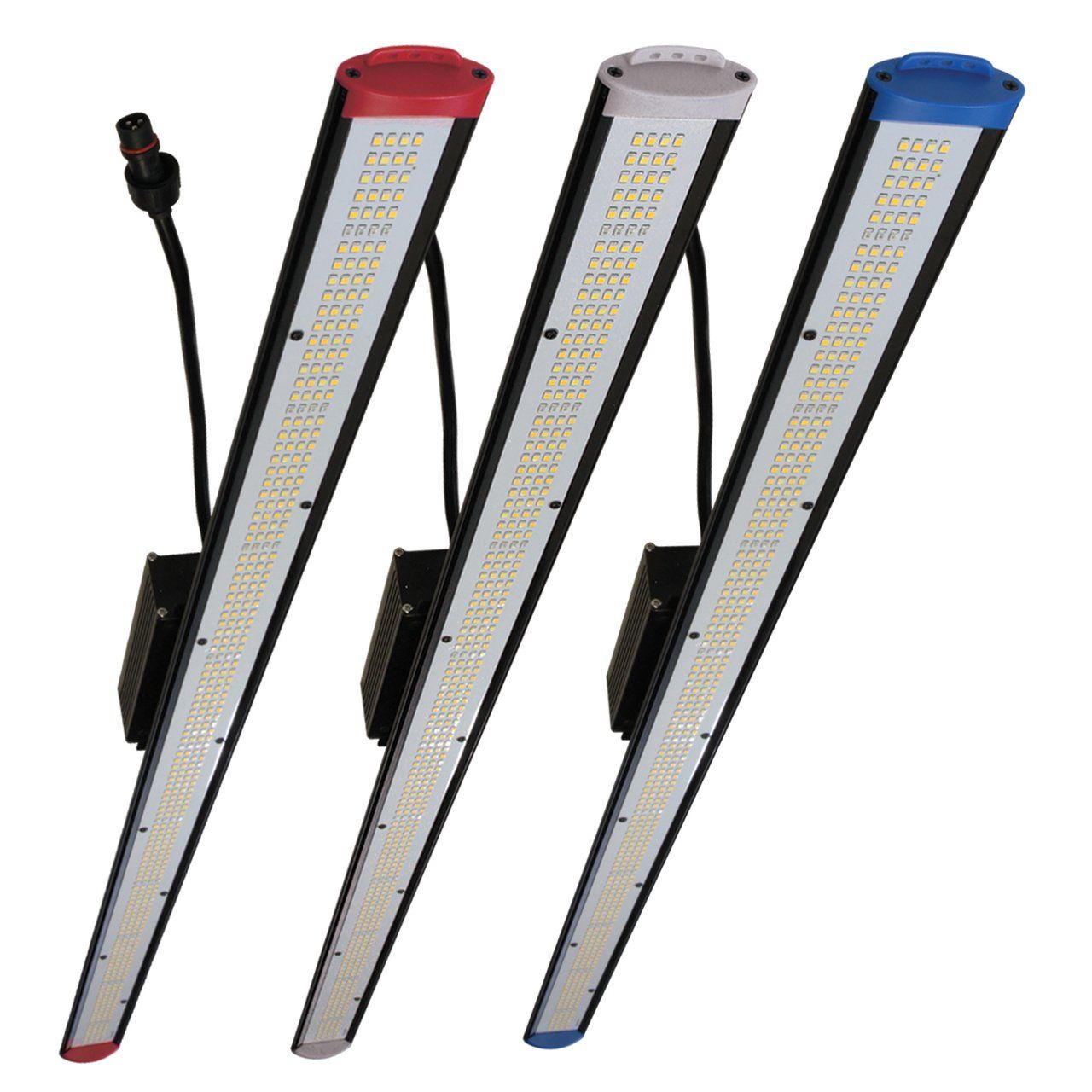 GROWLITE VARIUS LED LIGHT BAR, BLUE VEG SPECTRUM, 90W, 120-277VAC INPUT, 1-10V DIMMING, BLACK EXTRUSION W/BLUE END CAPS AND DRIVER CONNECTORS, 120VAC STRAIGHT BLADE LINE CORD