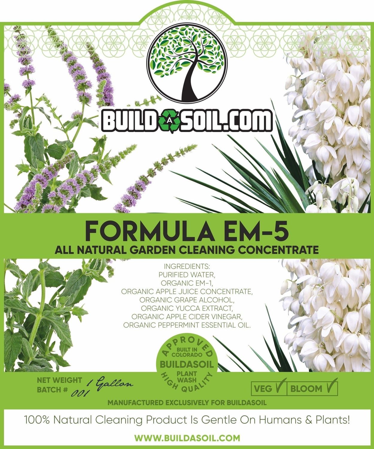 BuildASoil Formula EM-5 - All Natural Garden Cleaning Concentrate, 1 quart