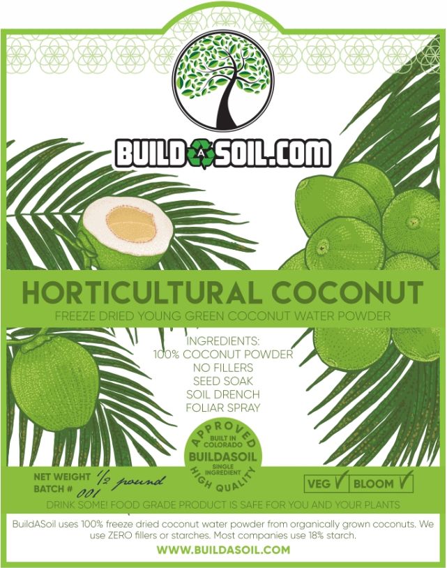 BuildASoil Coconut Water Powder - Raw Freeze Dried Organic, 1/2 lb