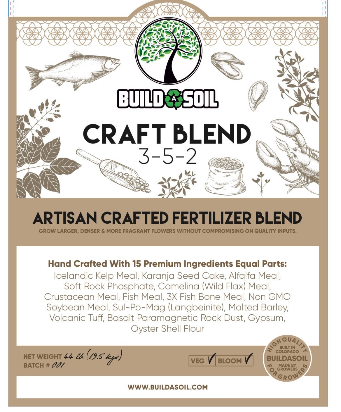 BuildASoil Craft Blend - Nutrient Pack, 44 lb