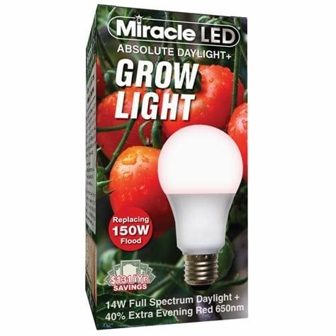 Miracle LED Absolute Daylight Plus Red &amp; Blue Spectrum 14W Grow Light Bulb