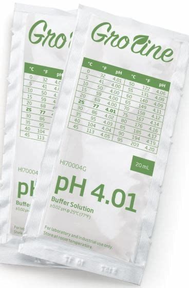 GroLine pH 4.01 Calibration Buffer Sachets, 20 mL, EACH