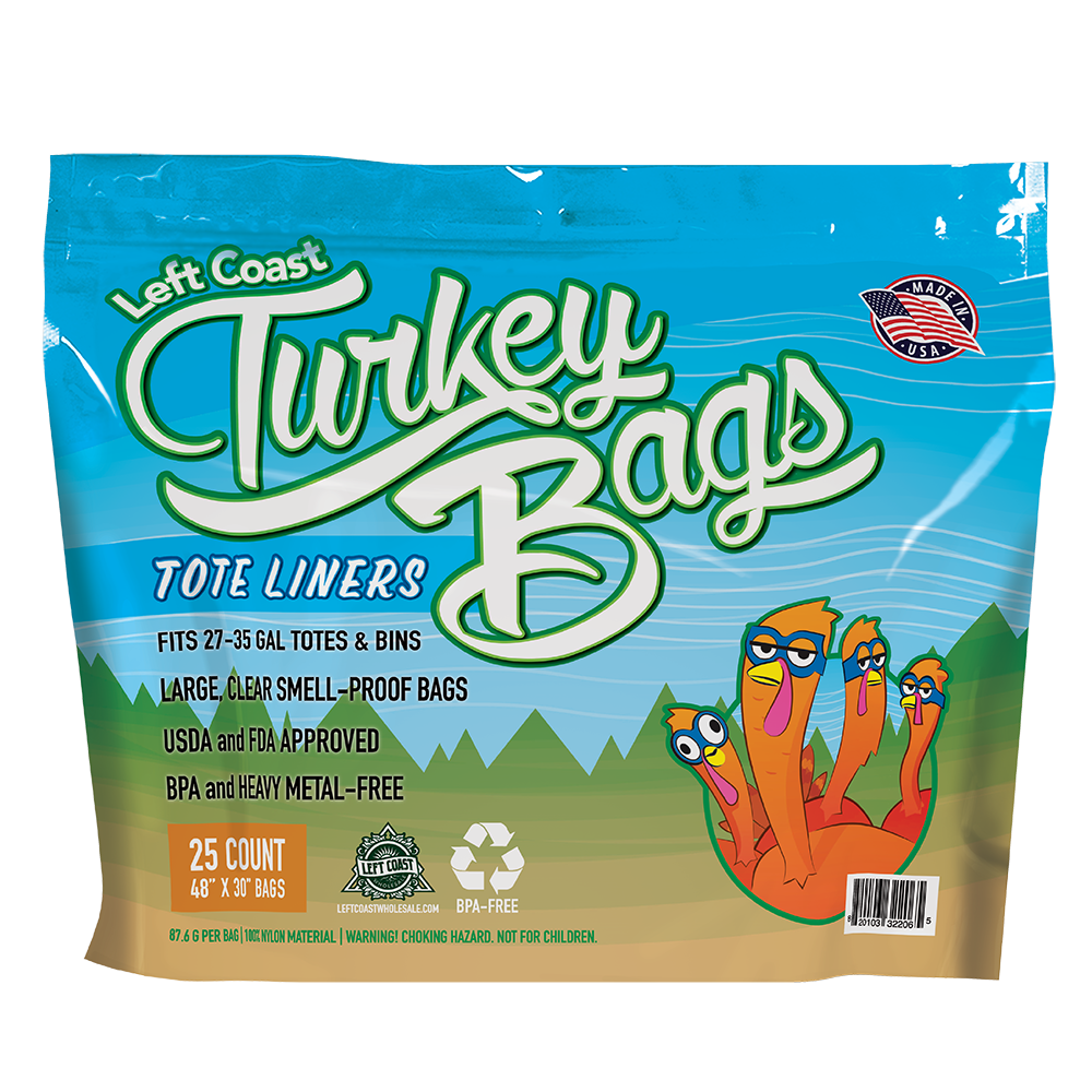 Left Coast Turkey Bags - Tote Liner - 48&quot; x 30&quot; - 25 Count