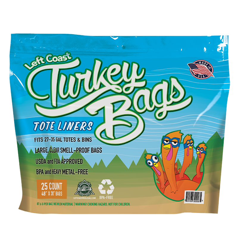 Left Coast Turkey Bags - Tote Liner - 48&quot; x 30&quot; - 25 Count