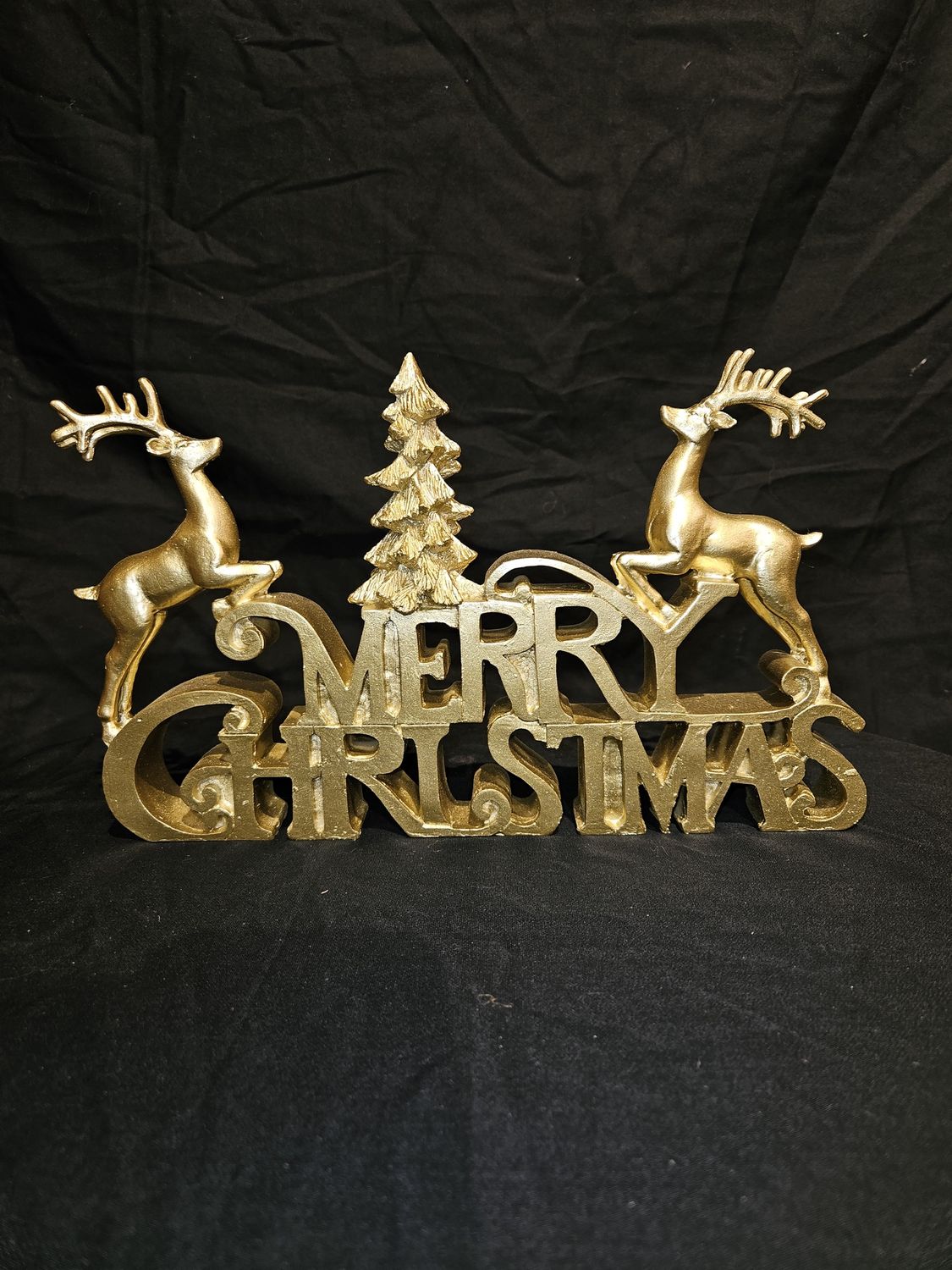 Merry Christmas w/Reindeer &amp; Tree, Gold