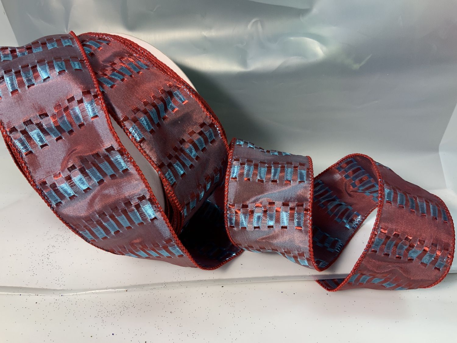 Ribbon, Robo Red/Aqua 2.5x25yd