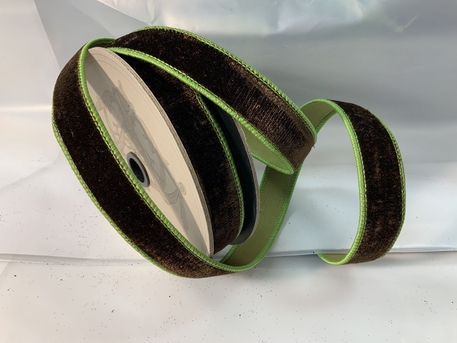 Ribbon, Velvet Brown Grn Edge