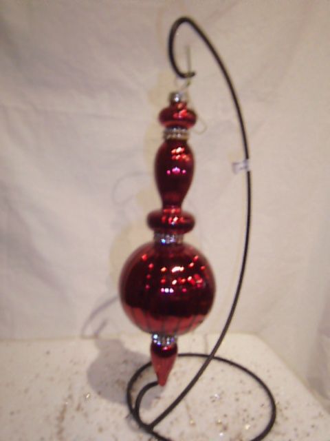 Ornament, Burgundy Glass w/Diamond Band 10"