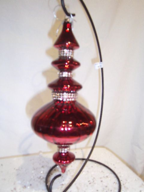 Ornament, Burgundy Glass w/Diamond Band Finial 9"