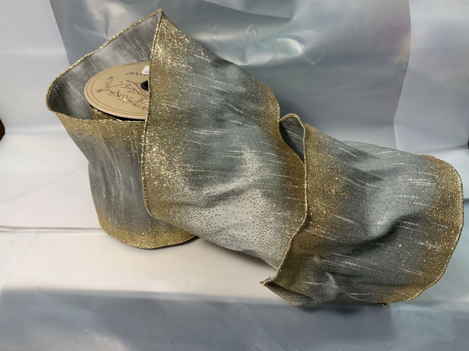 Ribbon, Starburst Glitter Grey/Gold