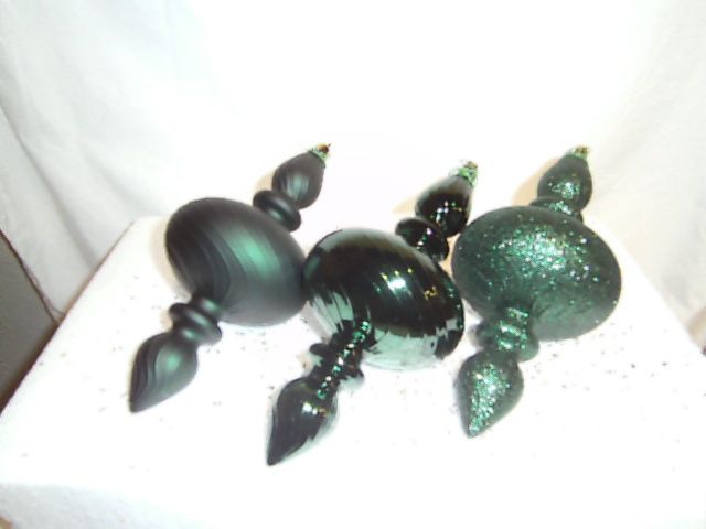 Ornament, Midnight Green Swirl Finial 8" 3 ass't