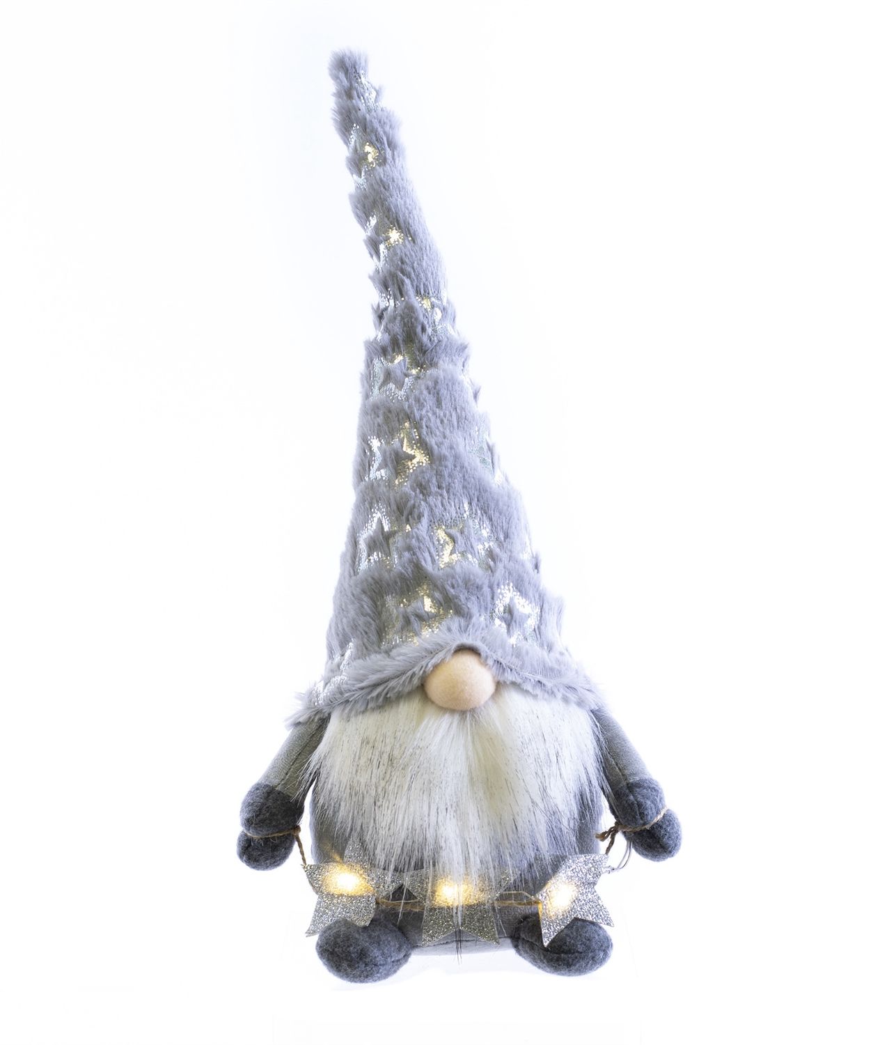 Gnome, Neon B/O Grey w/Silver Stars Sitting