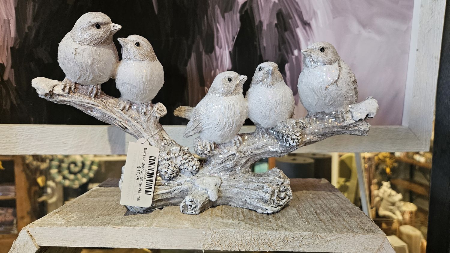 Birds on Branch, Glitter Natural