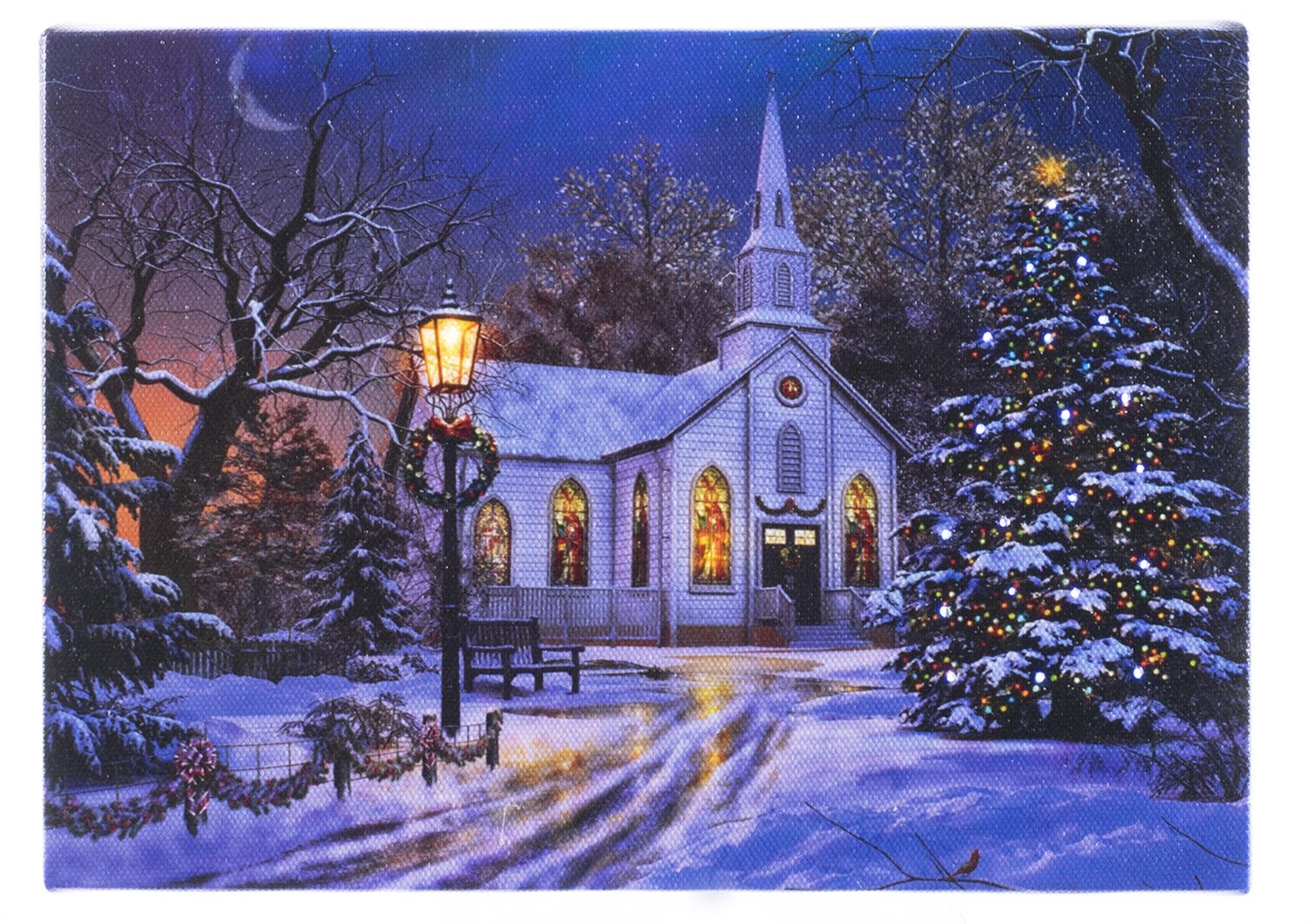 LED CANVAS, Church W/ Lamp Sm