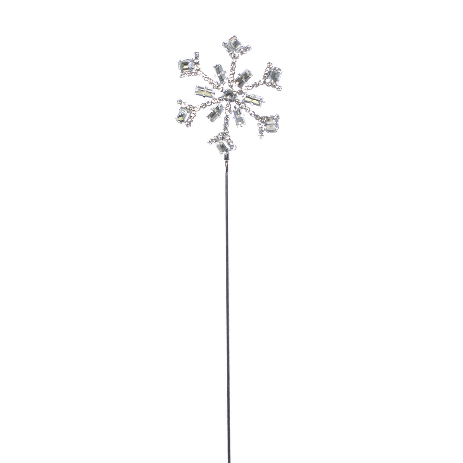 Snowflake on a Stick, Clear Jewels 15"