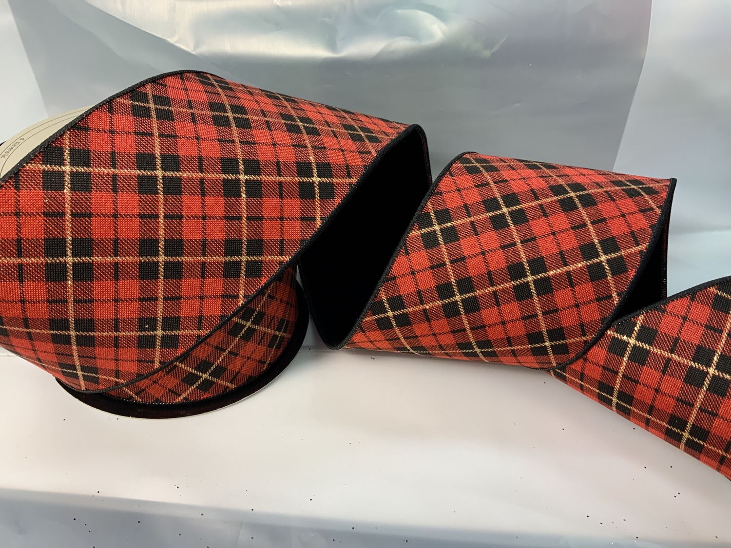 Ribbon, Diagonal Plaid linen/velvet