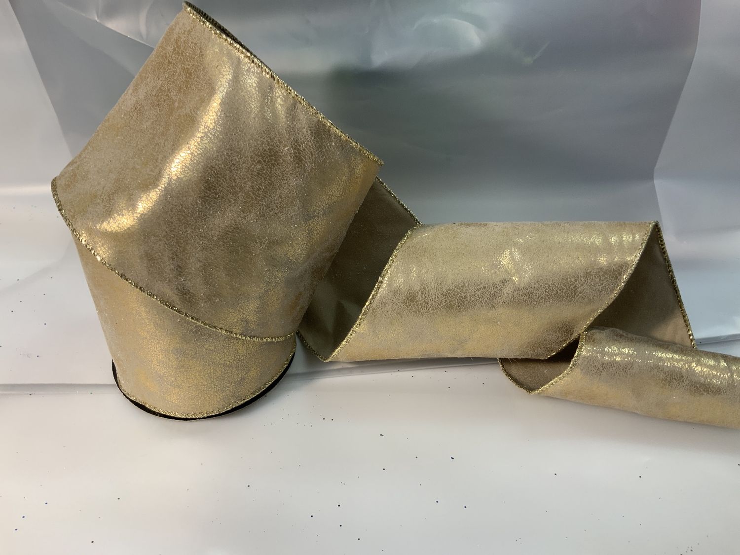 Ribbon, Gold Leather 4"x10yds
